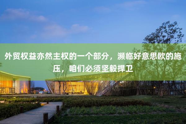 外贸权益亦然主权的一个部分，濒临好意思欧的施压，咱们必须坚毅捍卫