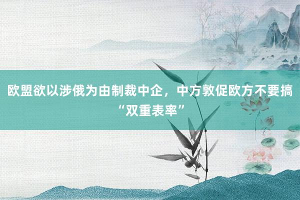 欧盟欲以涉俄为由制裁中企，中方敦促欧方不要搞“双重表率”