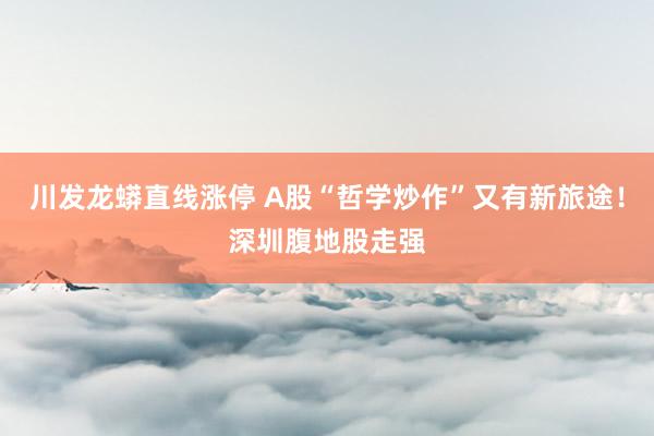 川发龙蟒直线涨停 A股“哲学炒作”又有新旅途！深圳腹地股走强