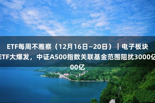 ETF每周不雅察（12月16日—20日）｜电子板块ETF大爆发，中证A500指数关联基金范围阻扰3000亿